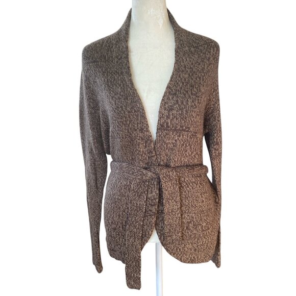 New York & Company women's M brown open front long sleeve tie cardigan sweater - Picture 1 of 10